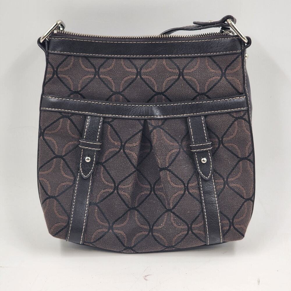 Nine West Signature Logo Brown Monogram Satchel Handbag Purse Vintage Fashion